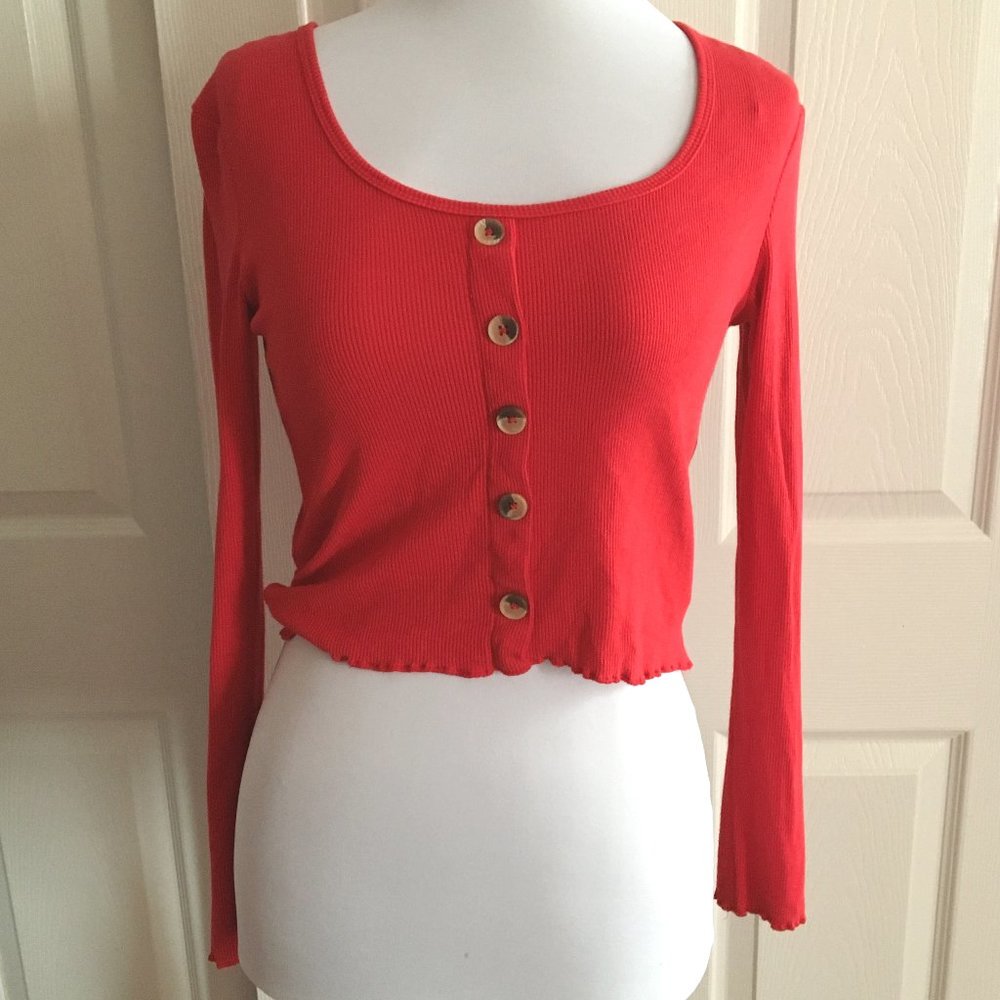 Mandee's Red Long Sleeve Crop Top